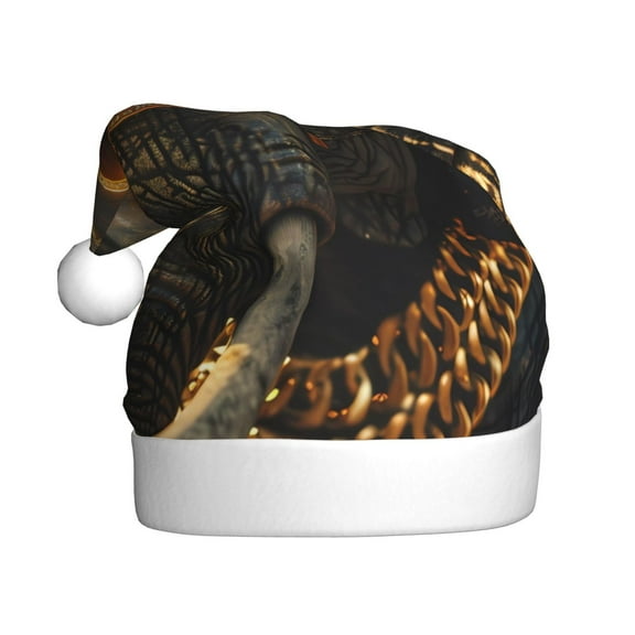 Kdxio Cool Sunglasses Elephant Art for Christmas Hat Santa Hats for Adults Unisex Red Velvet Extra Thicken Xmas Hat for New Year Festive Holiday Party