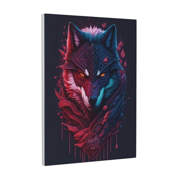 Kdxio Cool Wolf Head Pattern Canvas Wall Art 12x16 Inches - Waterproof HD Print Solid Wood Frame for Living Room & Bathroom,Vertical
