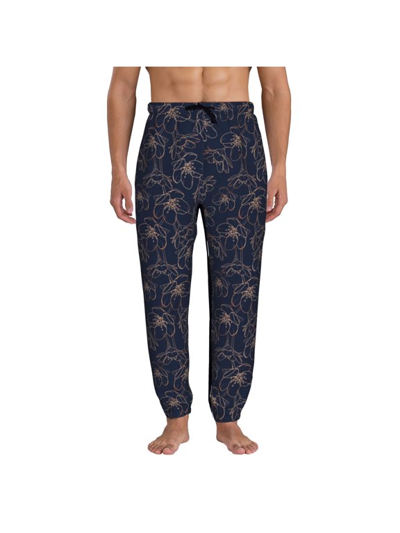 Copper-Gold Gloss Outline Cherry Pattern Joggers,Sweatpants for Men with Pockets-Large