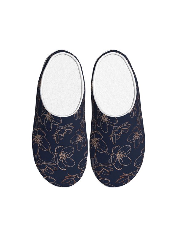 Copper-Gold Gloss Outline Cherry Women's Men's Slippers Plush Slip-On House Slipper for Winter Indoor Soft Cushion Non-slip Fluffy Slides Slippers-13