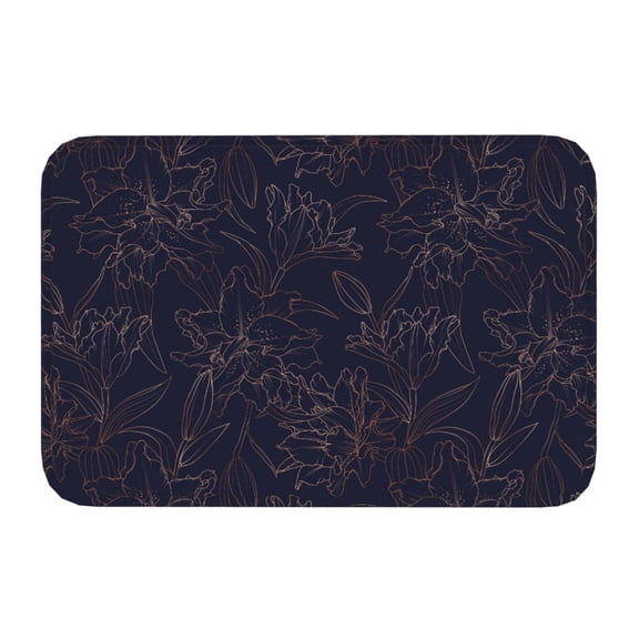 Kdxio Copper-Gold Gloss Outline Flower1,16" x 24", Non-Slip Front Door Mats,Outdoor Welcome Mat Washable