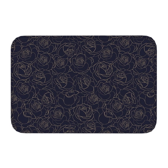 Kdxio Copper-Gold Gloss Outline Rose1,16" x 24", Non-Slip Front Door Mats,Outdoor Welcome Mat Washable