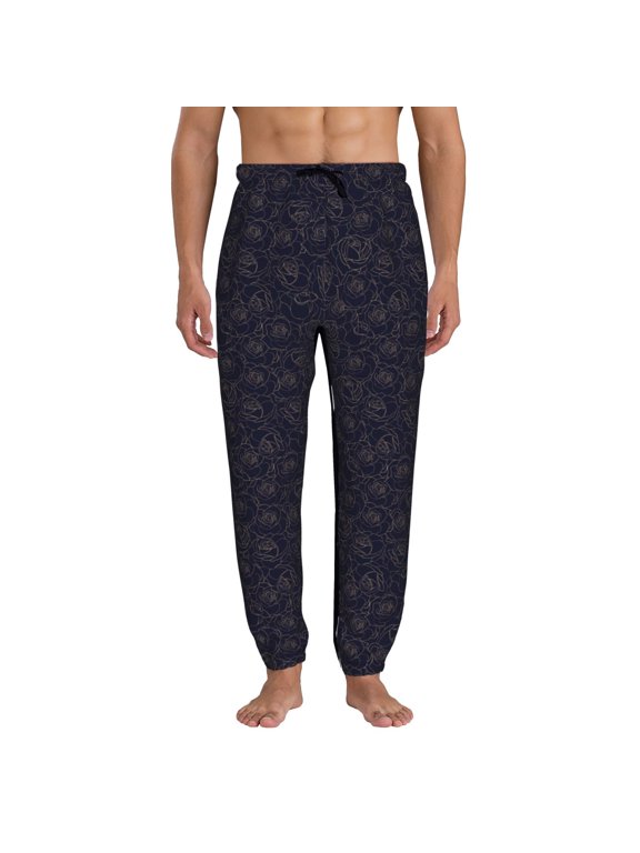 Copper-Gold Gloss Outline Rose1 Pattern Joggers,Sweatpants for Men with Pockets-X-Large