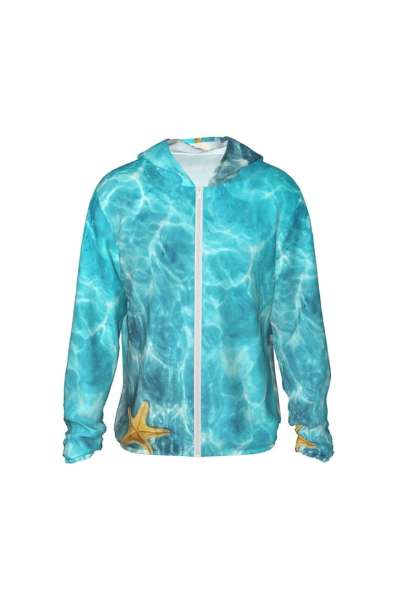 Coral And Seashell On The Beach Print Women Men Sun Protection UPF 50+ Jackets Zip Up Long Sleeve Hoodie Hiking Lightweight with Pockets