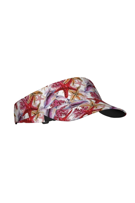 Coral Reef Print Sun Visor Hat Golf Visor Adjustable Velcro Outdoor Sports Cap for Men Women