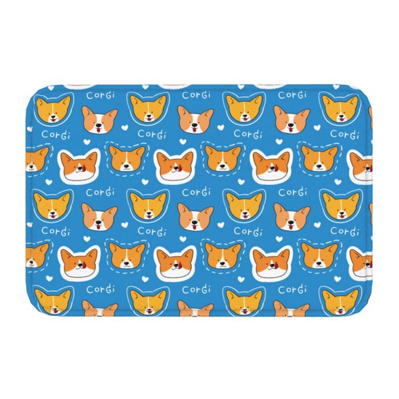 Kdxio Corgi Dog Face,16" x 24", Non-Slip Front Door Mats,Outdoor Welcome Mat Washable