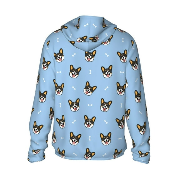 Kdxio Corgi Dog Print Women Men Sun Protection UPF 50+ Jackets Zip Up Long Sleeve Hoodie Hiking Lightweight with Pockets