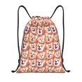 thumbnail image 1 of Kdxio Corgi Head with Floal Print Drawstring Backpack Bag,Waterproof Draw String Back Sack, Gym Drawstring Bags Swim Bag For Unisex, 1 of 9