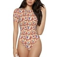 thumbnail image 1 of Kdxio Corgi Head with Floal for Women's Short-Sleeved Onesie Stylish Round Neck Pajamas Bodysuit Jumpsuit Nightwear-Medium, 1 of 7