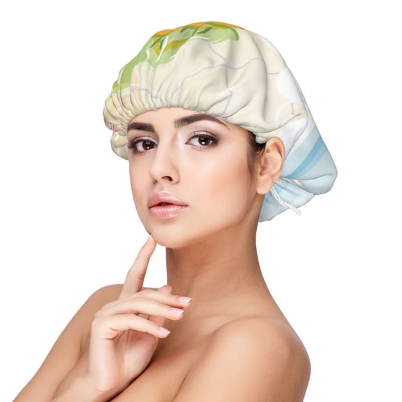 Kdxio Corgi In The Shower Cap Bathing Pattern Satin Bonnet Silk Bonnet Hair Bonnet for Sleeping Hair Bonnets for Women Curly Natural Hair