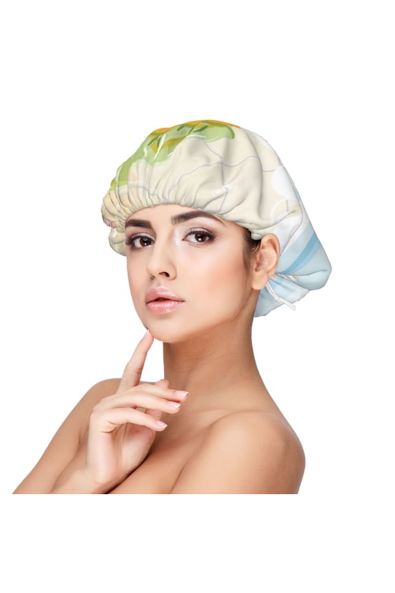 Corgi In The Shower Cap Bathing Pattern Satin Bonnet Silk Bonnet Hair Bonnet for Sleeping Hair Bonnets for Women Curly Natural Hair