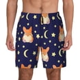 thumbnail image 1 of Kdxio Corgi Lying With Moons And Stars Print Men'S Swim Trunks With Compression Liner 7 Inch Inseam Quick Dry Swim Shorts, 1 of 7