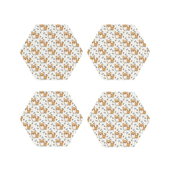 Kdxio Corgi With Hearts Funny Coasters,4 Pcs Leather Coasters,Housewarming Gifts,Protect Furniture From Water Marks Scratch And Damage