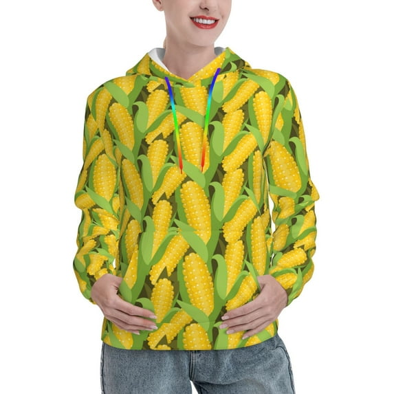 Kdxio Corn 1 Print Womens Oversized Hoodies Sweatshirts Hooded Pullover Tops Sweaters Casual-X-Large