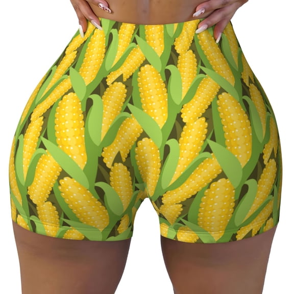 Kdxio Corn 1 Print Workout Shorts for Women Seamless Soft Smooth Gym Yoga Scrunch Active Shorts