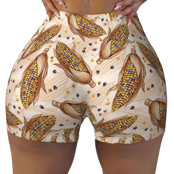 Kdxio Corn 5 Print Workout Shorts for Women Seamless Soft Smooth Gym Yoga Scrunch Active Shorts