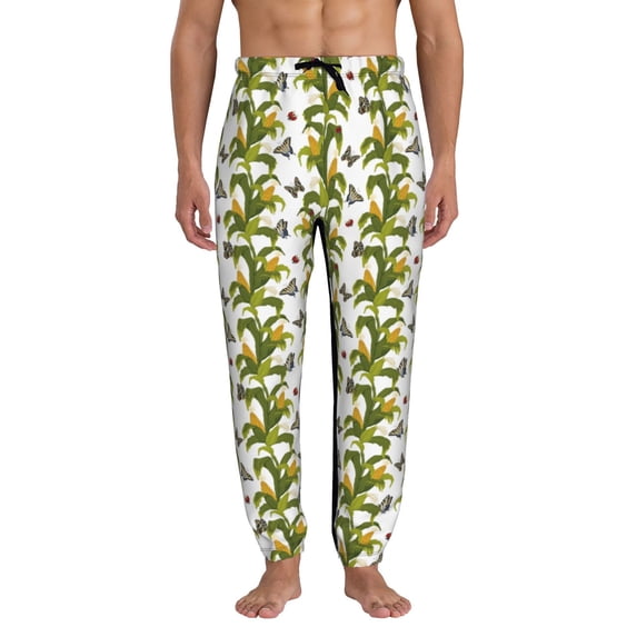 Kdxio Corn And Butterflies Pattern Joggers,Sweatpants for Men with Pockets-X-Large