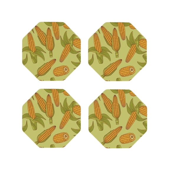 Kdxio Corn Funny Coasters,4 Pcs Leather Coasters,Housewarming Gifts,Protect Furniture From Water Marks Scratch And Damage