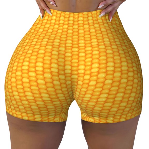Kdxio Corn Kernels Print Workout Shorts for Women Seamless Soft Smooth Gym Yoga Scrunch Active Shorts