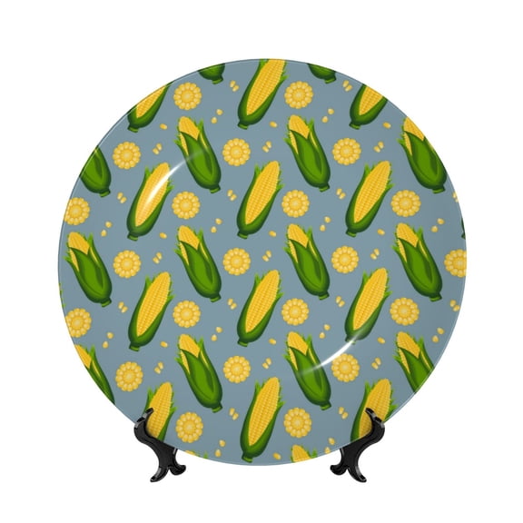Kdxio Corn On The Leaves Bone China Decorative Plate Ceramic Decorative Plate for Home Office Wall Stand Decorative Plates for Home Bedroom-6in