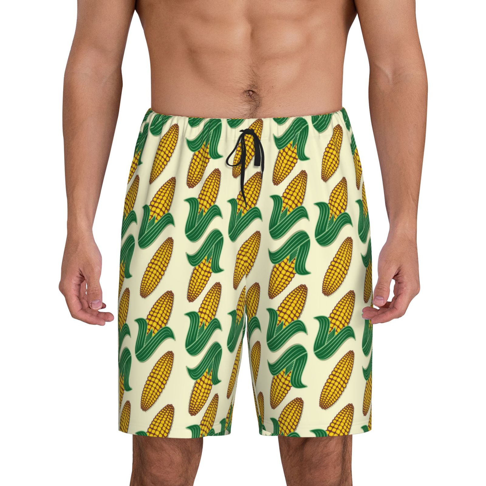 Kdxio Corn Print Mens Sleep Shorts Bottoms Soft Comfy Pajama Wear Pants