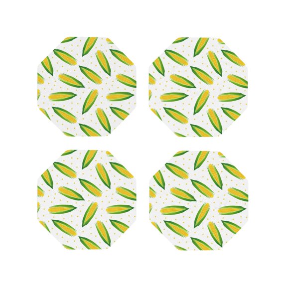 Kdxio Corns Funny Coasters,4 Pcs Leather Coasters,Housewarming Gifts,Protect Furniture from Water Marks Scratch and Damage