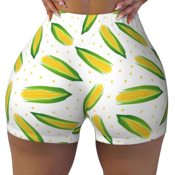 Kdxio Corns Print Workout Shorts for Women Seamless Soft Smooth Gym Yoga Scrunch Active Shorts