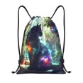thumbnail image 1 of Kdxio Cosmic Cat In Window Print Drawstring Backpack Bag,Waterproof Draw String Back Sack, Gym Drawstring Bags Swim Bag For Unisex, 1 of 5