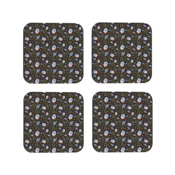 Kdxio Cosmic Funny Coasters,4 Pcs Leather Coasters,Housewarming Gifts,Protect Furniture From Water Marks Scratch And Damage