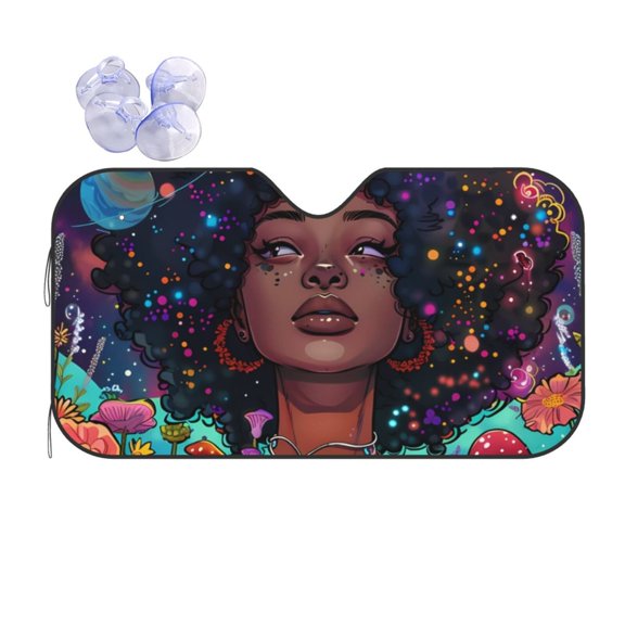 Kdxio Cosmic Garden Woman Portrait Print Front Windshield Sun Shade,Folding Auto Sunshade for Car Truck SUV-Small