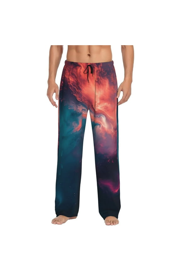Cosmic Paint Swirl Print Men's Sleep Pajama Pant Lounge Pants with Pockets-Small