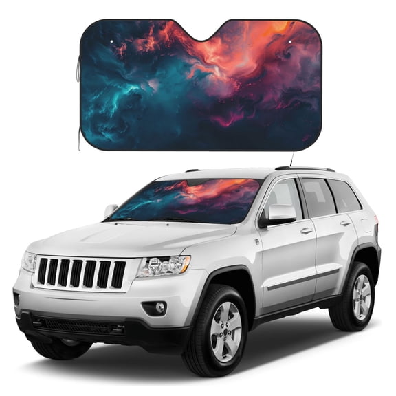 Kdxio Cosmic Paint Swirl Print Windshield Sun Shade, Foldable Sun Blocker for Car,Truck,SUV Automotive Interior Sun Protection,Reflective Shade for Front Windshield(Medium)