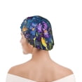 thumbnail image 1 of Kdxio Cosmic Purple Irises Print Shower Cap for Women,Elastic and Reusable,Double Waterproof Layers Bathing Hat, 1 of 6