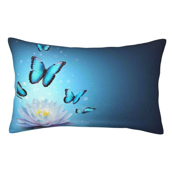 Kdxio Cotton Pillow Cases 14"X20" Pillowcases,Soft And Breathable Bedroom Pillow Cases-Butterflies And Waterlily In Water