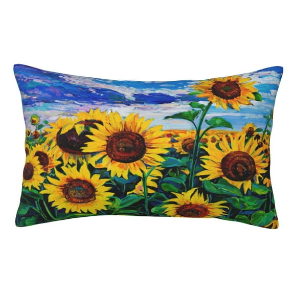 Kdxio Cotton Pillow Cases 14"X20" Pillowcases,Soft And Breathable Bedroom Pillow Cases-Landscape With Sunflowers