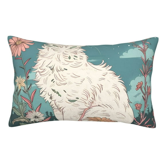 Kdxio Cotton Pillow Cases 14"x20" Pillowcases,Soft and Breathable Bedroom Pillow Cases-Celestial Cat And Flowers-No Pillow Core
