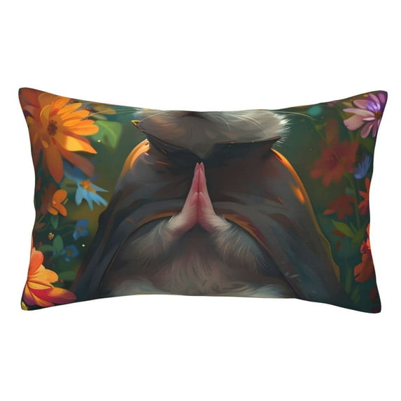 Kdxio Cotton Pillow Cases 14"x20" Pillowcases,Soft and Breathable Bedroom Pillow Cases-Colorful Flower Meditating Hamster-No Pillow Core