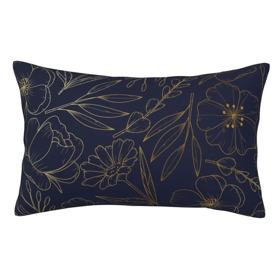 Kdxio Cotton Pillow Cases 14"x20" Pillowcases,Soft and Breathable Bedroom Pillow Cases-Copper-Gold Gloss Outline Flower-No Pillow Core