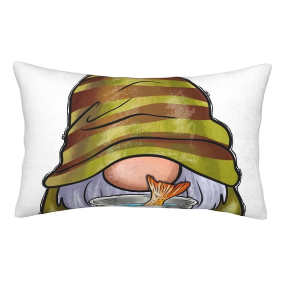 Kdxio Cotton Pillow Cases 14"x20" Pillowcases,Soft and Breathable Bedroom Pillow Cases-Fishing Gnome Fisherman-No Pillow Core