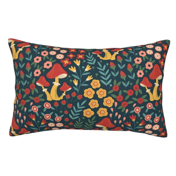 Kdxio Cotton Pillow Cases 14"x20" Pillowcases,Soft and Breathable Bedroom Pillow Cases-Mushrooms And Flowers-No Pillow Core