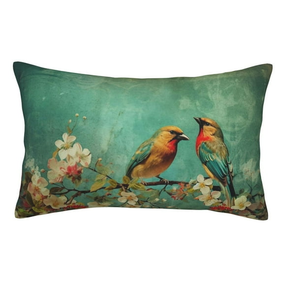 Kdxio Cotton Pillow Cases 14"x20" Pillowcases,Soft and Breathable Bedroom Pillow Cases-Retro Birds-No Pillow Core