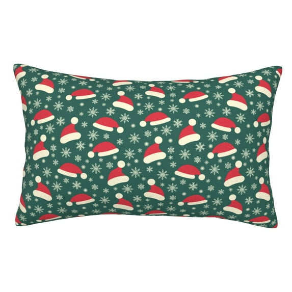 Kdxio Cotton Pillow Cases 14"x20" Pillowcases,Soft and Breathable Bedroom Pillow Cases-Santa Hat Joy Green Festive-No Pillow Core