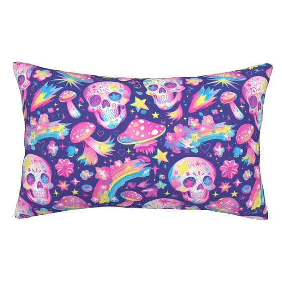 Kdxio Cotton Pillow Cases 14"x20" Pillowcases,Soft and Breathable Bedroom Pillow Cases-Skull rainbow mushroom colorful-No Pillow Core