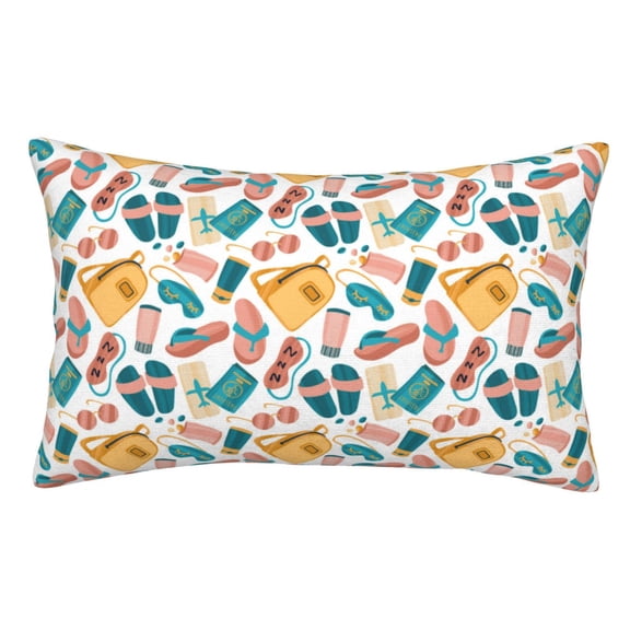 Kdxio Cotton Pillow Cases 14"x20" Pillowcases,Soft and Breathable Bedroom Pillow Cases-Travel Elements-No Pillow Core