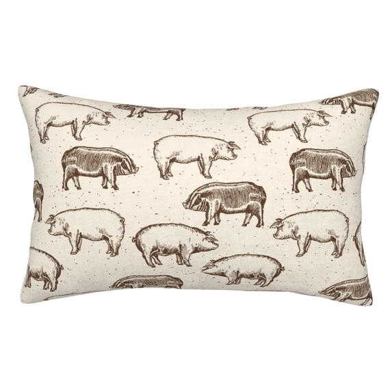 Kdxio Cotton Pillow Cases 14"x20" Pillowcases,Soft and Breathable Bedroom Pillow Cases-Vintage Farm Pigs-No Pillow Core