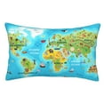 thumbnail image 1 of Kdxio Cotton Pillow Cases 14"x20" Pillowcases,Soft and Breathable Bedroom Pillow Cases-World Map With Animals Landmarks-No Pillow Core, 1 of 5