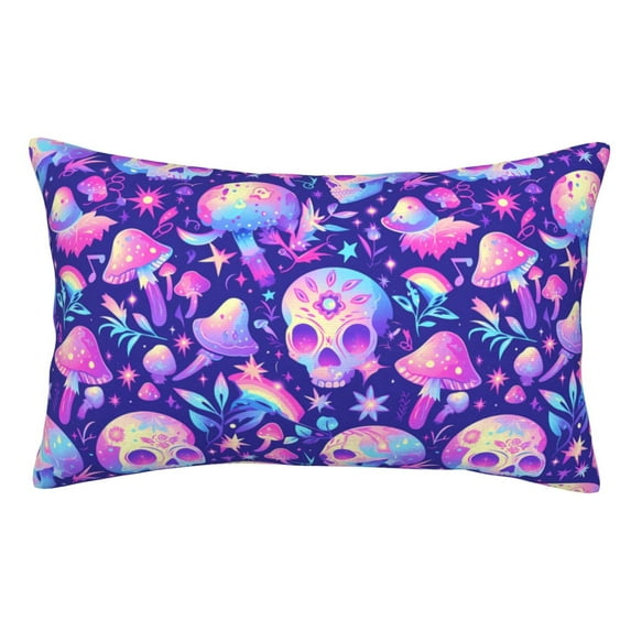 Kdxio Cotton Pillow Cases 14"x20" Pillowcases,Soft and Breathable Bedroom Pillow Cases-colorful mushroom Skull rainbow-No Pillow Core