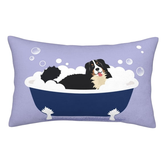 Kdxio Cotton Pillow Cases 16"x24" Pillowcases,Soft and Breathable Bedroom Pillow Cases-Bernese Mountain Dog Sitting Bath Tub-No Pillow Core