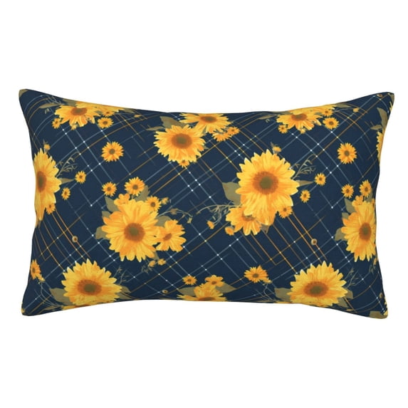 Kdxio Cotton Pillow Cases 16"x24" Pillowcases,Soft and Breathable Bedroom Pillow Cases-Blue Striped Sunflower A-No Pillow Core
