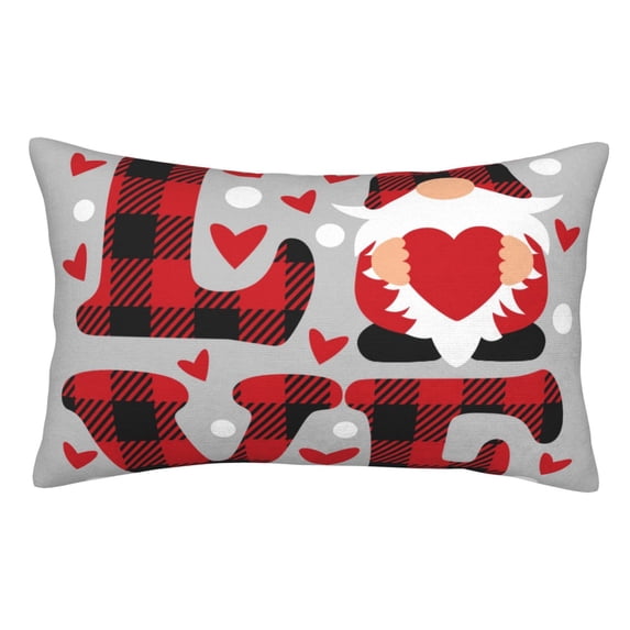 Kdxio Cotton Pillow Cases 16"x24" Pillowcases,Soft and Breathable Bedroom Pillow Cases-Buffalo Plaid Love And Gnome-No Pillow Core
